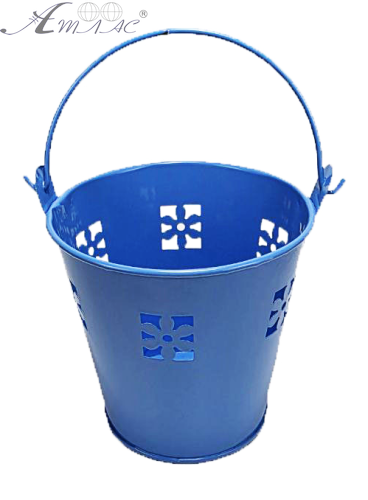 Відерце Декоративний метал 9,5 х 9,5см Диз № 5 проріз квітка Синє 13667 Відерце Декоративний метал 9,5 х 9,5см Диз № 5 проріз квітка Синє 13667