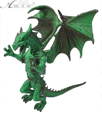 Іграшка Дракон фігурка Зелений яскравий з коричневим стоїть 16см гума 15729 Іграшка Дракон фігурка Зелений яскравий з коричневим стоїть 16см гума 15729