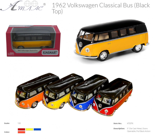 Машинка модель Kinsmart, WV Classical Bus 1962 рік KT5376W Машинка модель Kinsmart, WV Classical Bus 1962 рік KT5376W