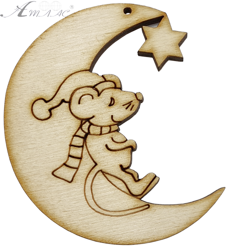 Фигурка фанерная - Мышонок на полумесяце 7 см AS-4688, В-0253 Фигурка фанерная - Мышонок на полумесяце 7 см AS-4688, В-0253