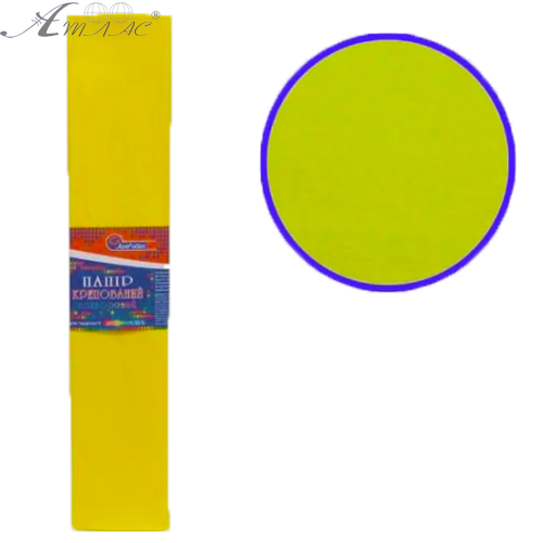 Папір гофрований Жовтий 50х200см 55% ціна за 10шт  KR55-8030