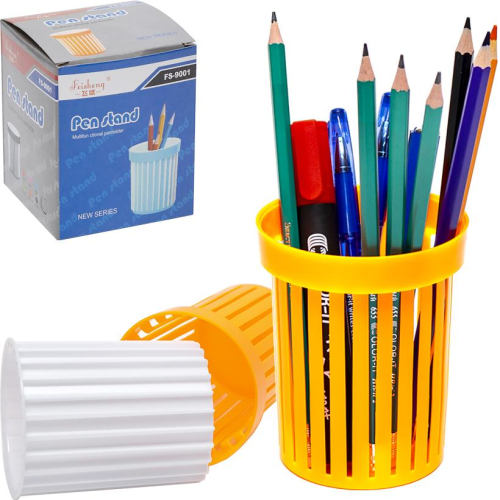 Стакан для ручек двойной круглый 8*10см пластик  07588 фото 3