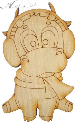 Фигурка фанерная - Корова или Бык № 10 в наушниках 5 х 8 см + магнит AS-4523 Фигурка фанерная - Корова или Бык № 10 в наушниках 5 х 8 см + магнит AS-4523