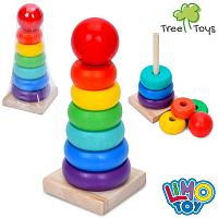 Игрушка Деревянная Пирамидка Радуга 7 элементов  MD0819