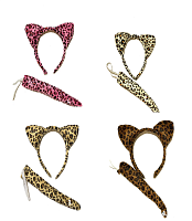 Игрушки Обруч Ушки Леопарда с хвостом 4 цвета  10720