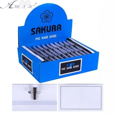 Бейдж горизонтальний на защипі 57 х 90 мм з булавкою SAKURA 0091 Бейдж горизонтальний на защипі 57 х 90 мм з булавкою SAKURA 0091