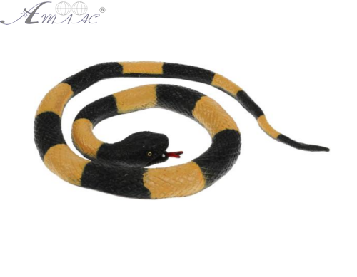 Игрушка силиконовая антистресс Змея черная с желтыми полосами 17579 Игрушка силиконовая антистресс Змея черная с желтыми полосами 17579