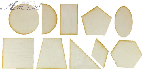 Фигуры геометрические 10 шт 7 см из фанеры AS-7121, О-00012