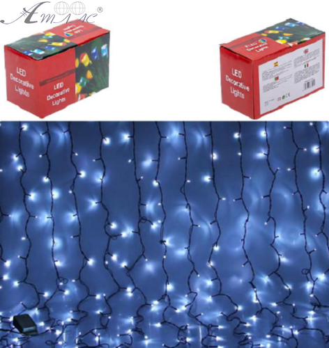 Гирлянда Электрическая Дождь 240 лампочек холодный белый черный провод LED 9280-6